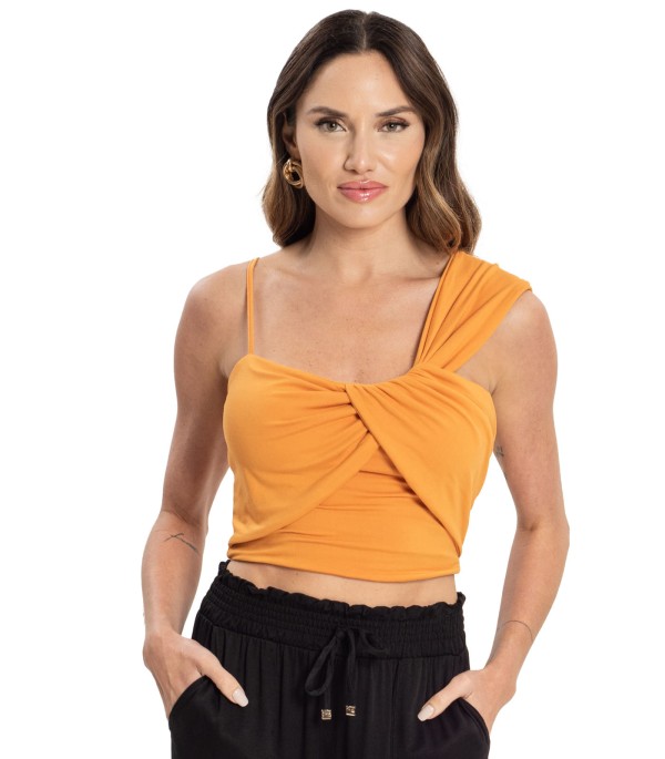Top De Alça Malha Soft Endless Marrom