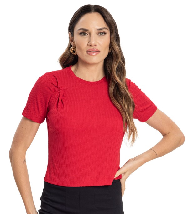 Encontraproduto.com.br - Blusa Feminina Com Torção Endless Vermelho