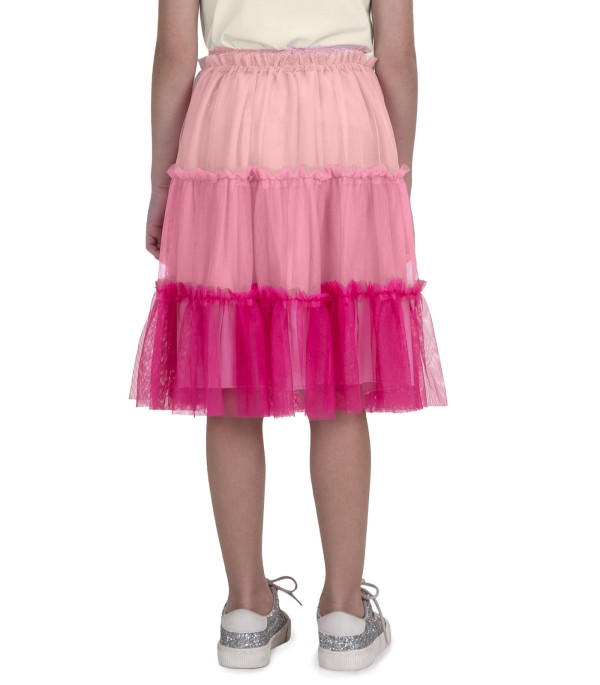 Encontraproduto.com.br - Saia Midi Infantil De Tule Com Babados Trick Nick Rosa