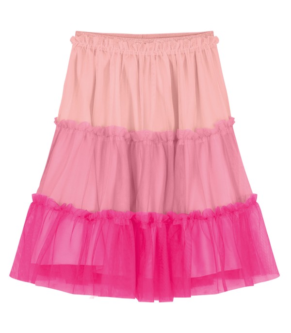 Encontraproduto.com.br - Saia Midi Infantil De Tule Com Babados Trick Nick Rosa