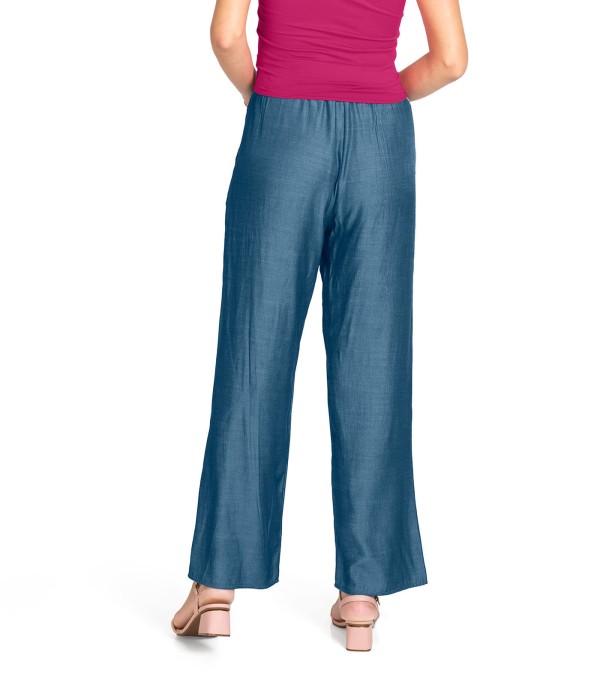 Encontraproduto.com.br - Calça Pantalona Com Cordão Em Liocel Rovitex Azul