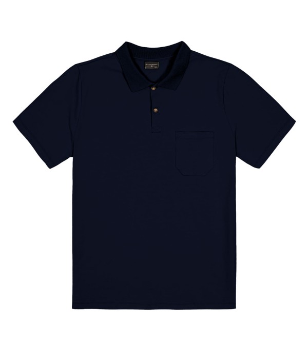 Encontraproduto.com.br - Polo Masculina Com Bolso Cotton Leve Diametro Azul