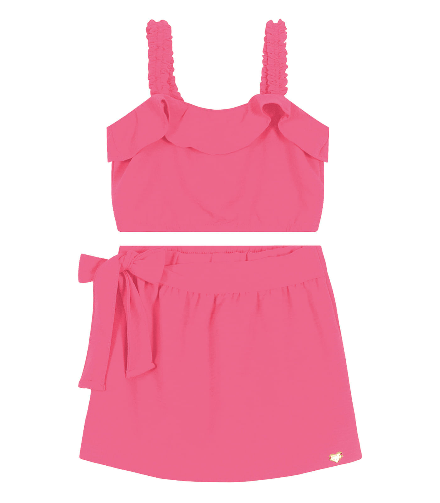 Encontraproduto.com.br - Conjunto Cropped Com Shorts-Saia Trick Nick Rosa