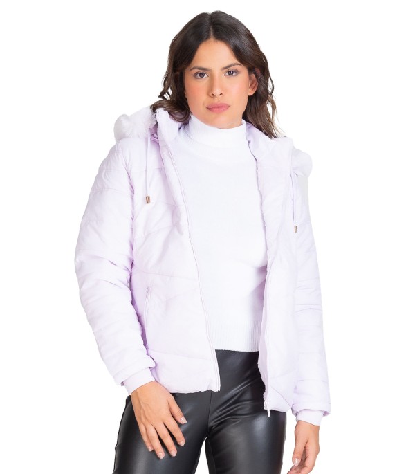 Encontraproduto.com.br - Jaqueta Puffer Feminina Com Capuz Select Roxo