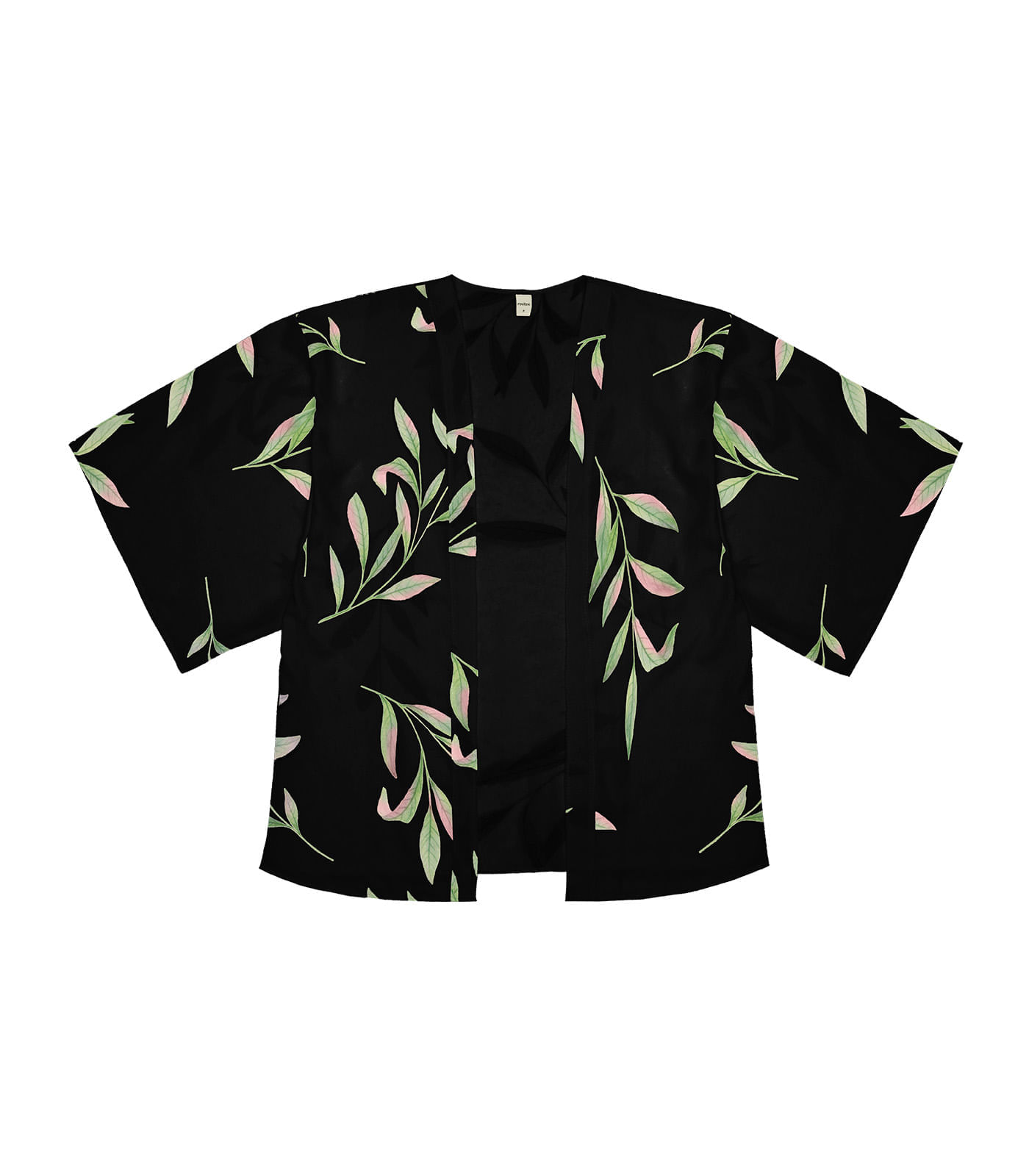 Kimono Feminino Estampado Em Tactel Rovitex Preto