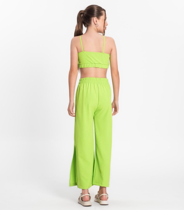 Encontraproduto.com.br - Calça Juvenil Feminina Em Crepe Light Minty Verde