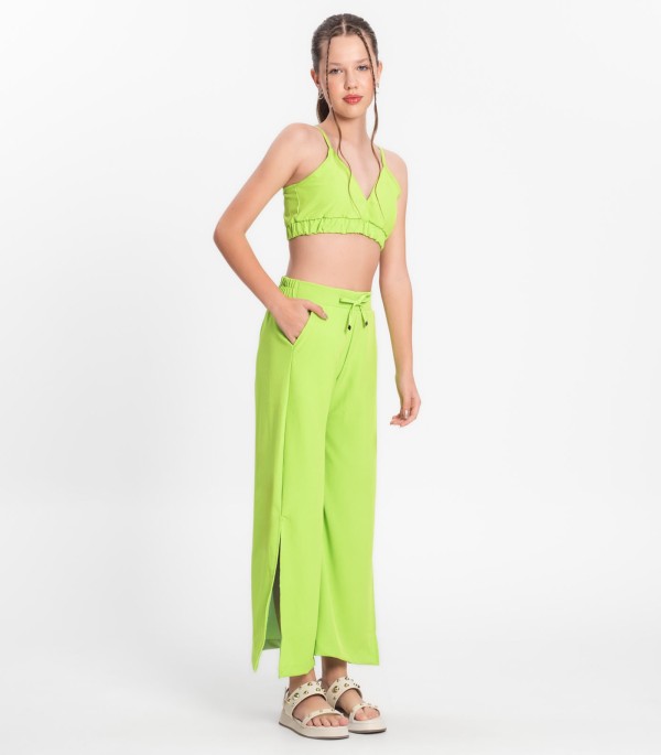 Encontraproduto.com.br - Calça Juvenil Feminina Em Crepe Light Minty Verde