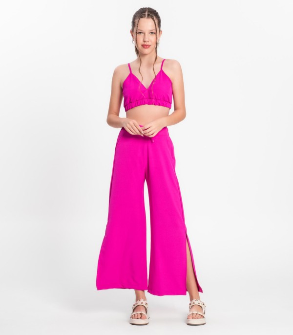 Encontraproduto.com.br - Calça Juvenil Feminina Em Crepe Light Minty Rosa