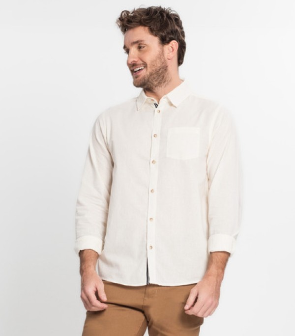 Camisa Masculina Manga Longa Diametro Bege