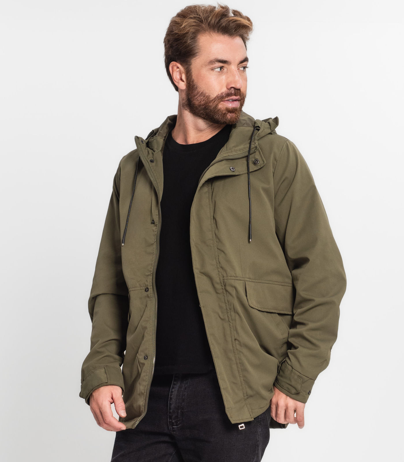 Encontraproduto.com.br - Jaqueta Com Capuz Masculina Em Sarja Diametro Verde