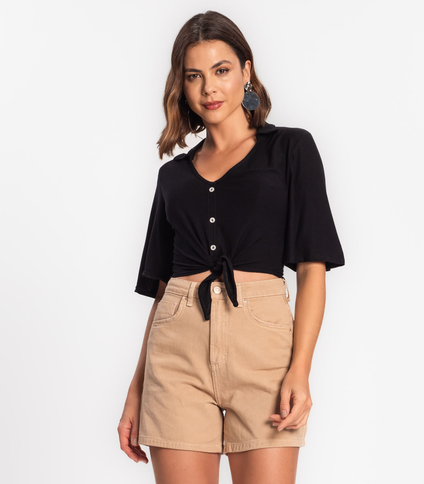 Camisa Feminina Com Amarração Rovitex Preto