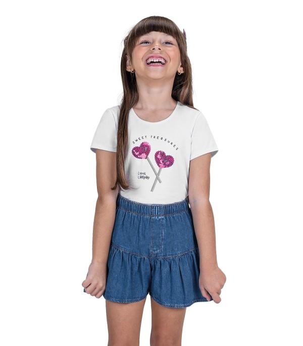 Conjunto Infantil Blusa Com Shorts Trick Nick Branco
