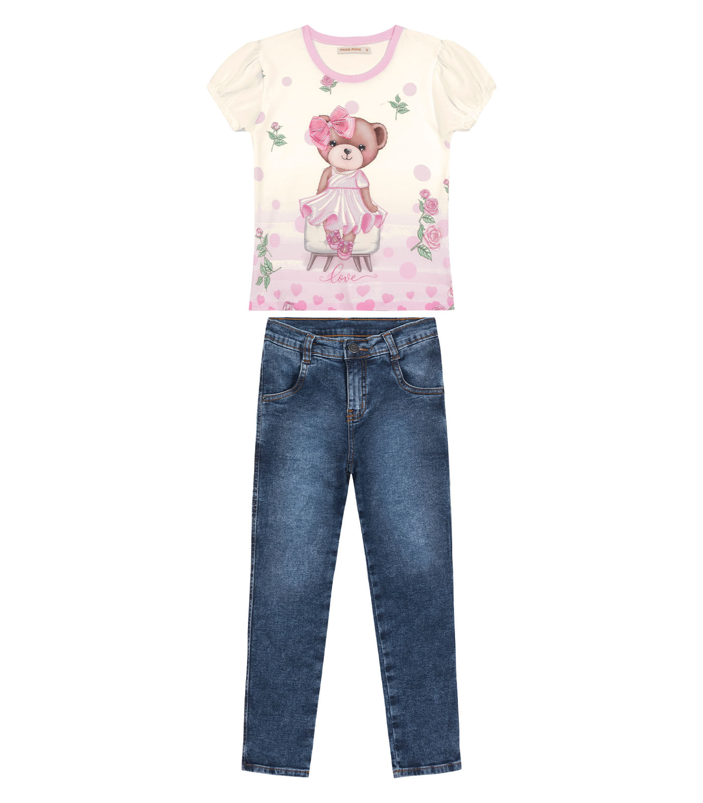 Encontraproduto.com.br - Conjunto Infantil Blusa Com Calça Trick Nick Bege