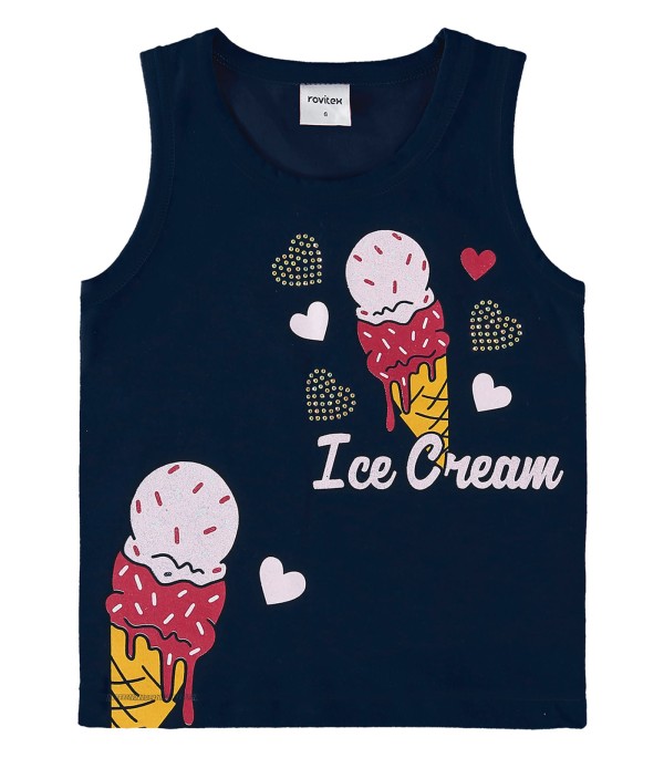 Encontraproduto.com.br - Regata Infantil Feminina Ice Cream Rovi Kids Azul