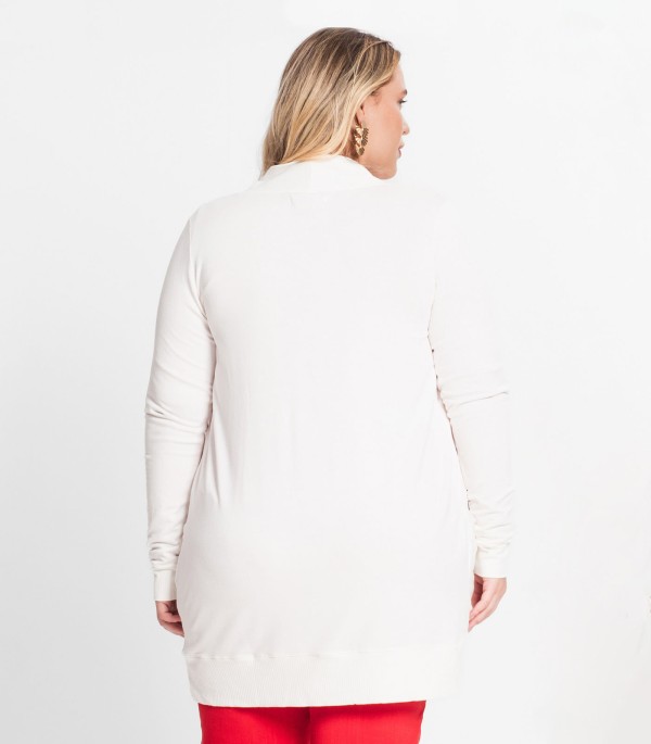 Encontraproduto.com.br - Cardigan Feminino Plus Size Secret Glam Bege