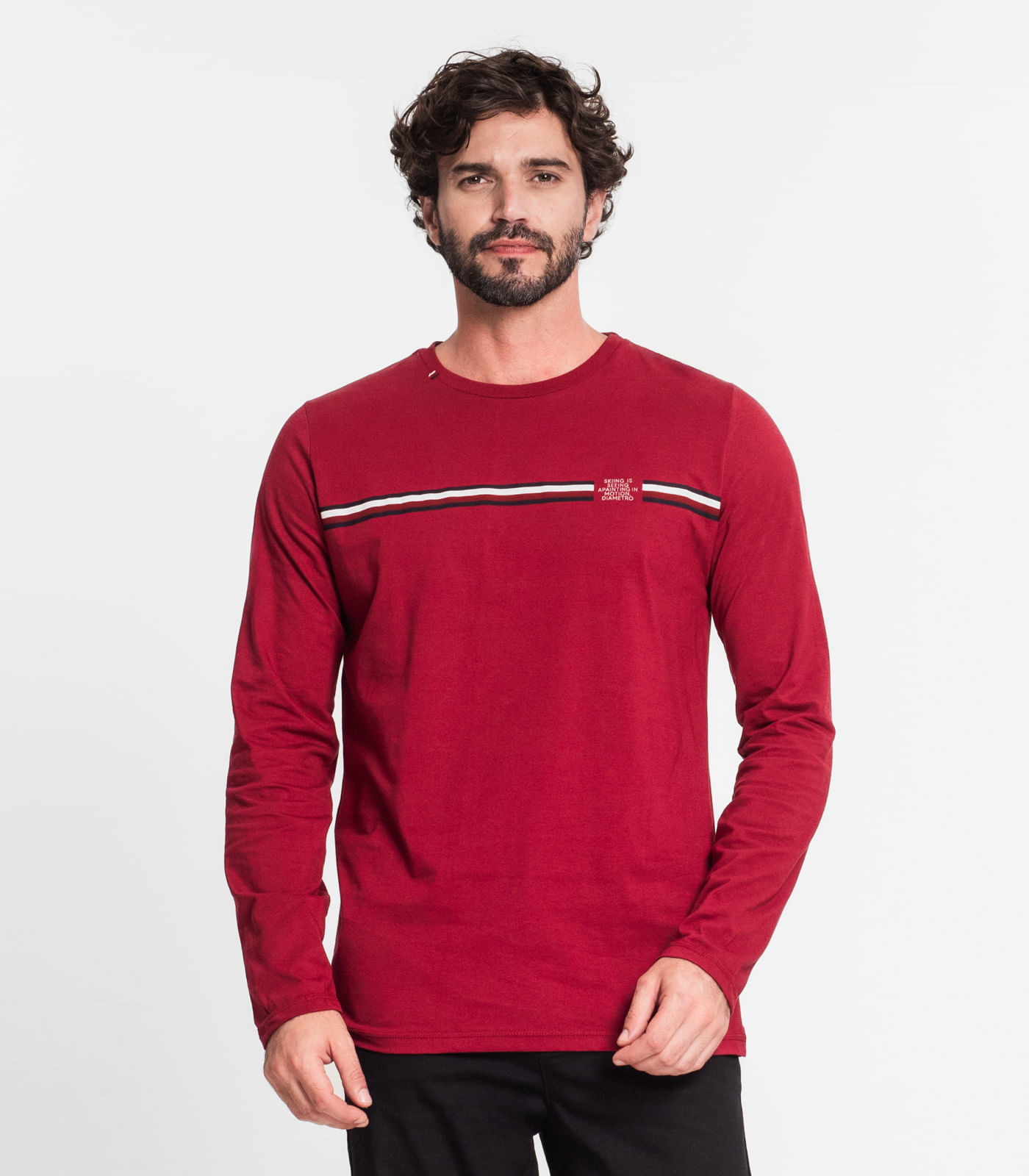 Camiseta Masculina Manga Longa Diametro Vermelho