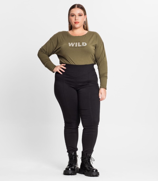 Encontraproduto.com.br - Blusa Manga Longa Feminina Plus Size Secret Glam Verde