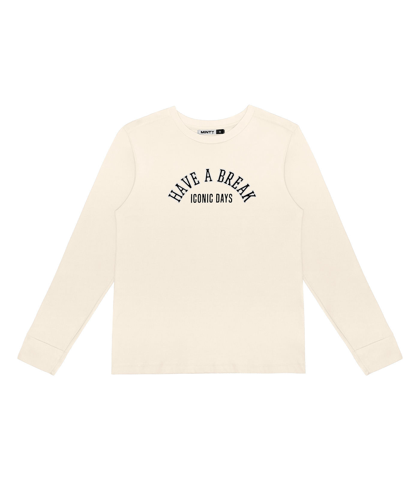 Camiseta Manga Longa Juvenil Em Meia Malha Minty Bege