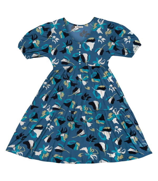 Encontraproduto.com.br - Vestido Midi Estampado Plus Size Secret Glam Azul