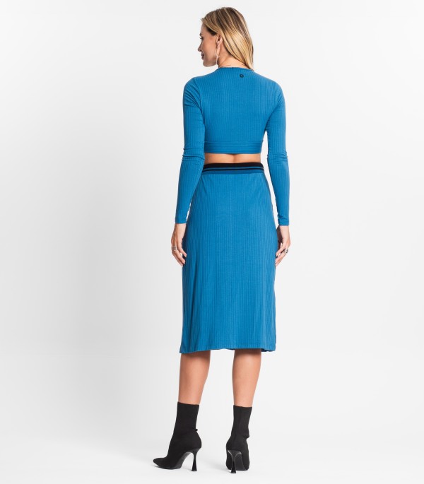 Encontraproduto.com.br - Conjunto Feminino Blusa Com Saia Endless Azul