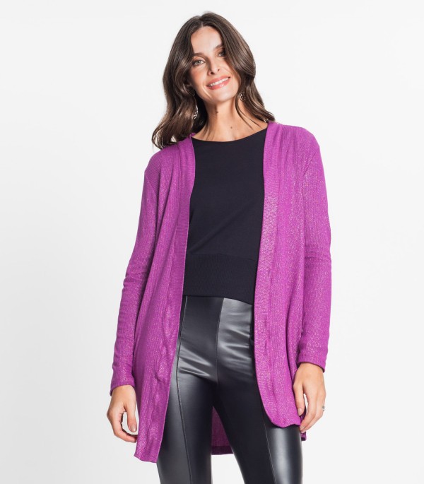 Cardigan Longo Feminino Rovitex Roxo