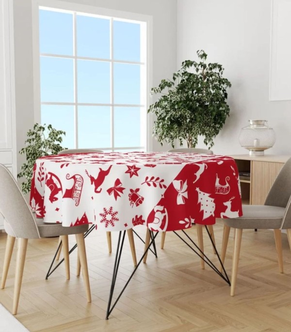 Toalha De Mesa Redonda Wevans Vermelho