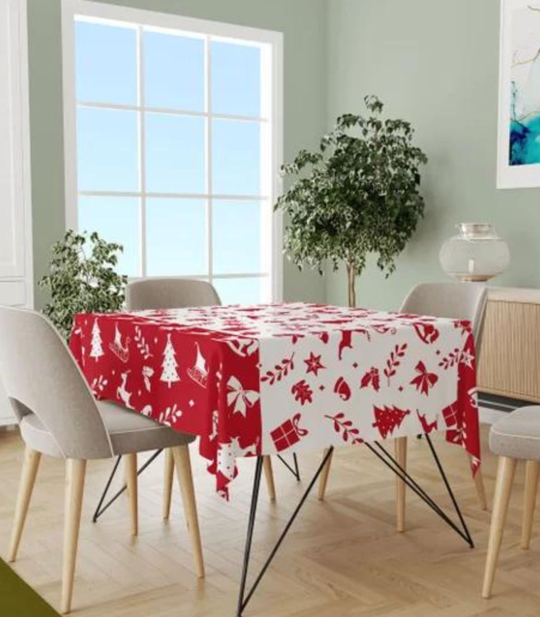 Toalha De Mesa Quadrada 4 Lugares Wevans Vermelho