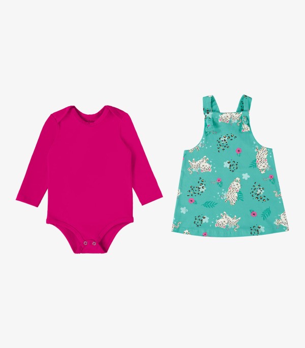 Conjunto Infantil Body Com Jardineira Rovi Kids Verde