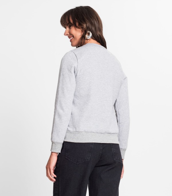 Encontraproduto.com.br - Blusão Feminino Em Moletom Rovitex Cinza