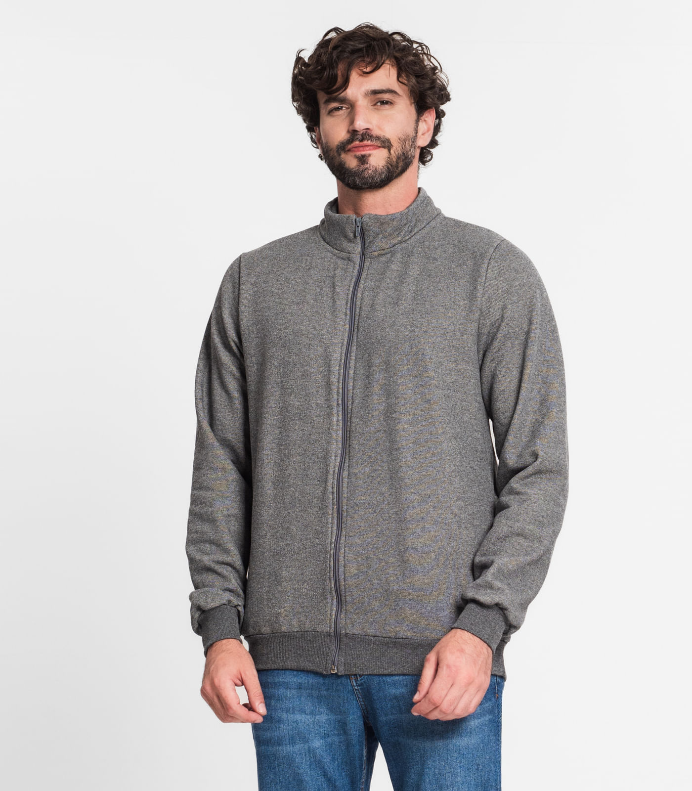 Jaqueta Masculina Em Moletom Rovitex Cinza