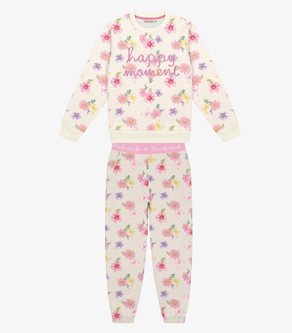 Conjunto Infantil Blusão Com Calça Trick Nick Bege