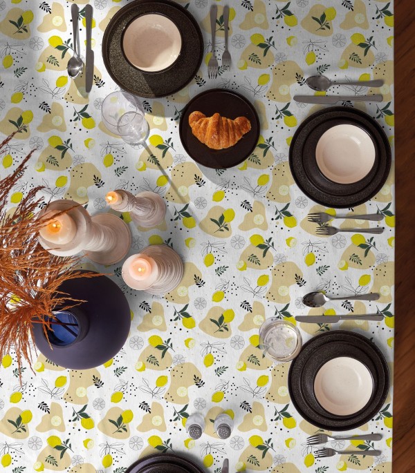 Encontraproduto.com.br - Toalha De Mesa Retangular 8 Lugares Teka Amarelo