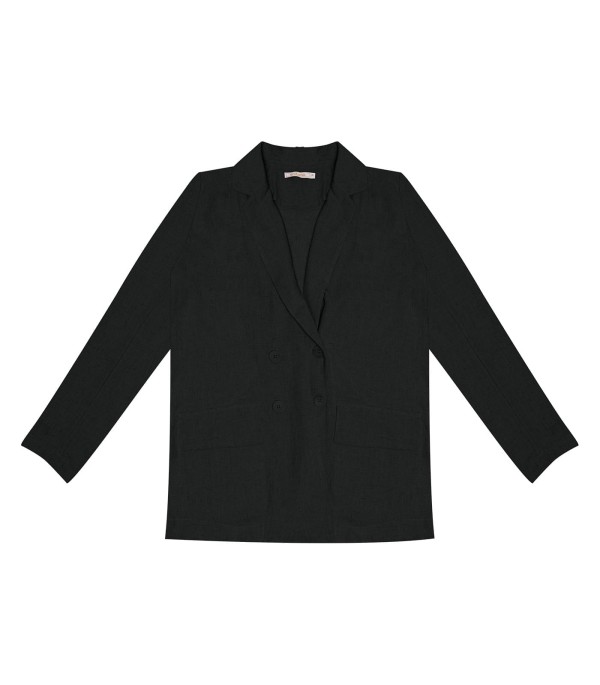 Encontraproduto.com.br - Blazer Feminino Em Linho Endless Preto