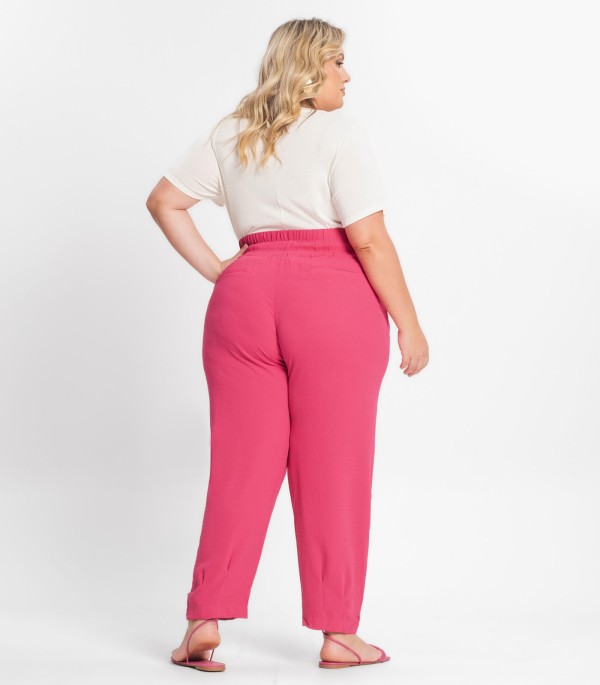 Encontraproduto.com.br - Calça Feminina Plus Size Secret Glam Rosa