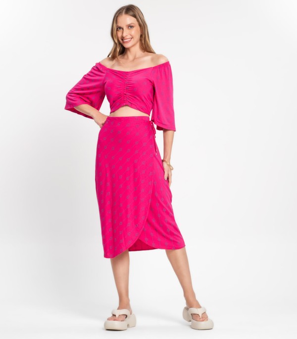 Encontraproduto.com.br - Saia Midi Envelope Rovitex Rosa