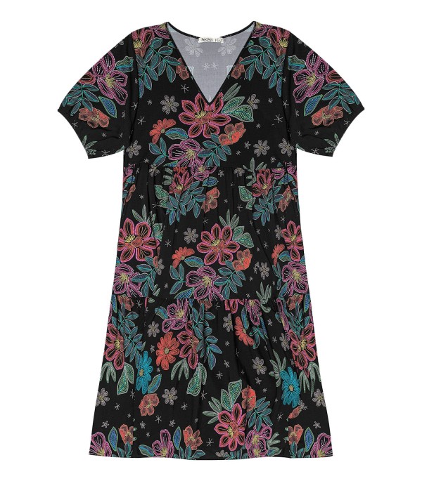 Encontraproduto.com.br - Vestido Midi Feminino Plus Size Secret Glam Preto