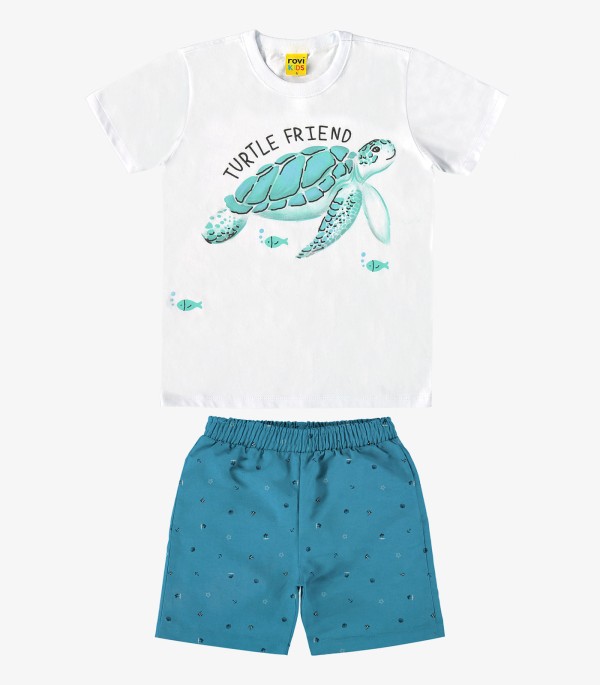 Conjunto Camiseta com Bermuda Rovi Kids Branco