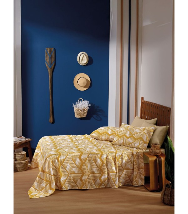 Encontraproduto.com.br - Colcha Allegro Casal Full Teka Amarelo