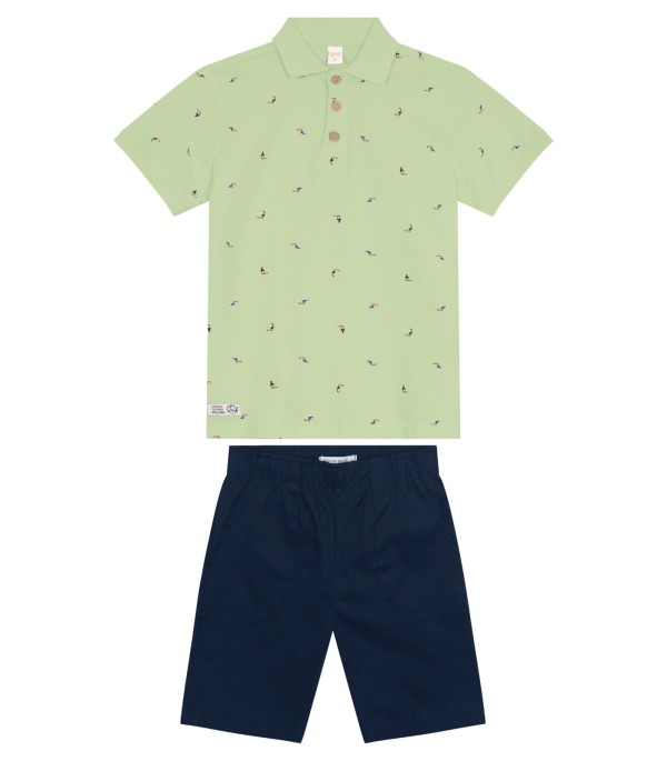 Conjunto Infantil Polo Com Bermuda Trick Nick Verde