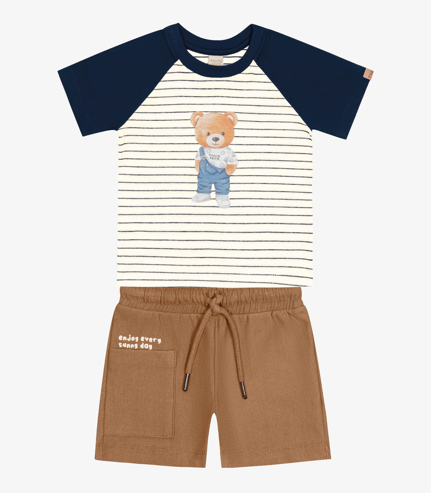 Conjunto Infantil Masculino Urso Trick Nick Bege