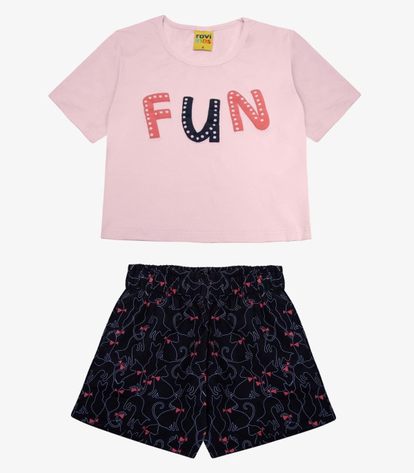 Encontraproduto.com.br - Conjunto Blusa com Shorts Rosa