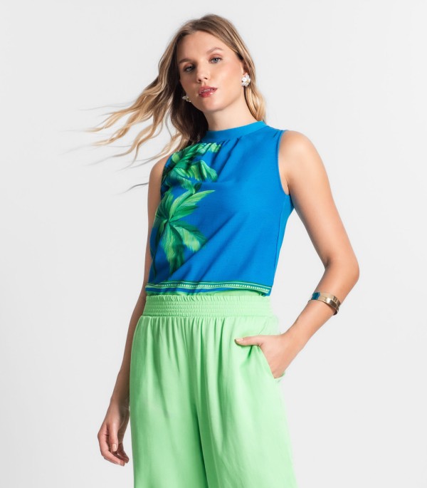 Encontraproduto.com.br - Blusa De Poly Light Estampado Endless Azul