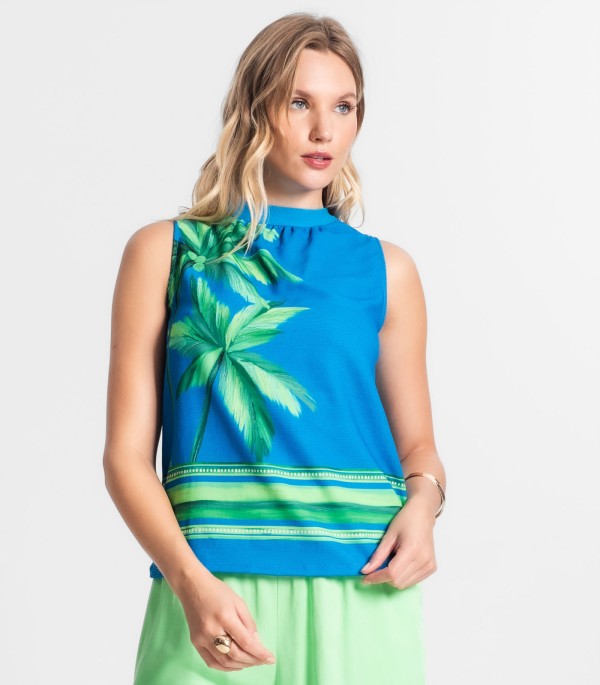 Encontraproduto.com.br - Blusa De Poly Light Estampado Endless Azul