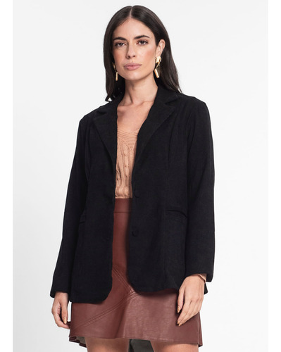 Blazer Feminino De Veludo Cotelê Misso Preto