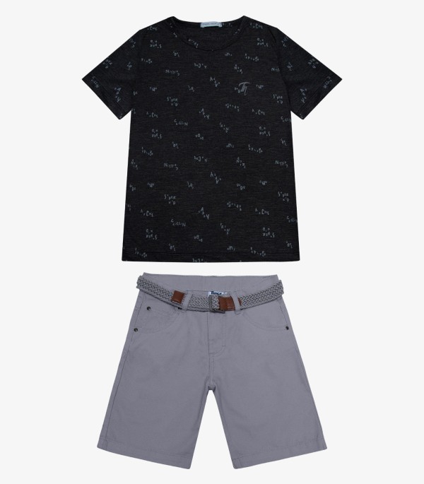 Conjunto Camiseta com Bermuda Preto