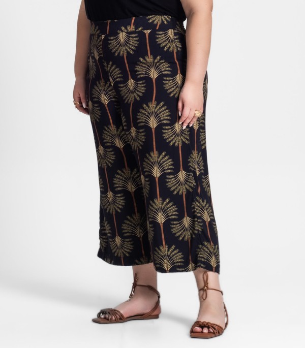 Encontraproduto.com.br - Calça Feminina Pantacourt Plus Size Secret Glam Preto