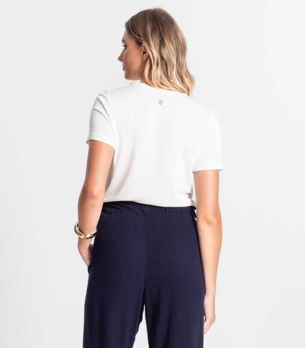 Encontraproduto.com.br - Camiseta De Visco Tricot Feminina Endless Bege