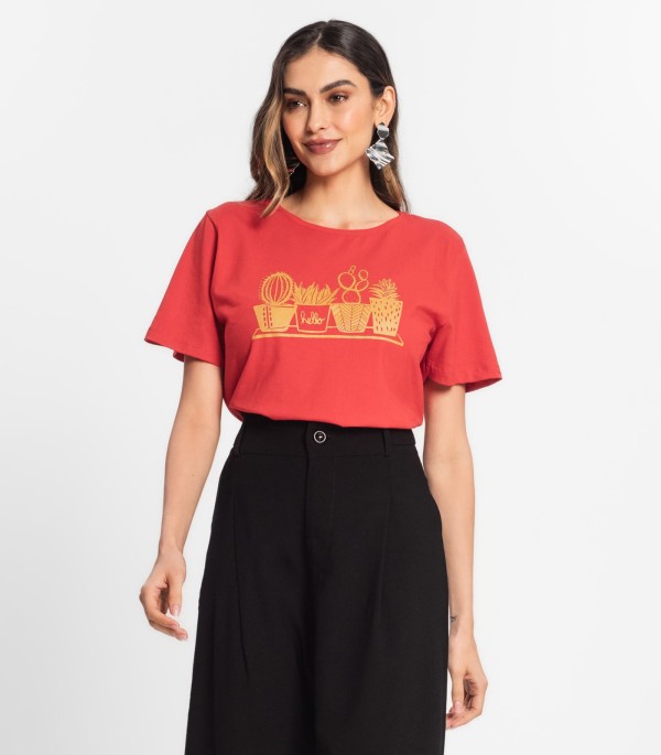 Blusa T-Shirt Feminina Estampada Select Vermelho