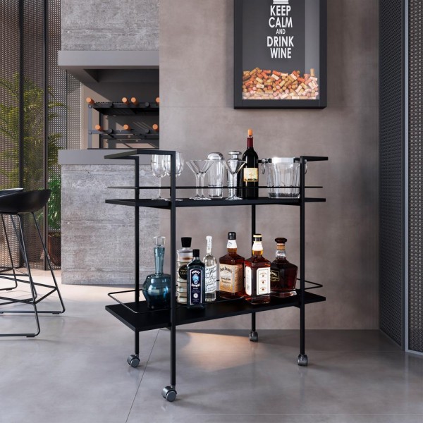 Encontraproduto.com.br - Carrinho Bar Industrial Com Rodizios P1036 PP Milani Store