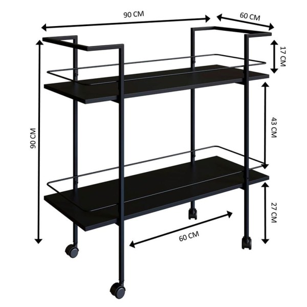 Encontraproduto.com.br - Carrinho Bar Industrial Com Rodizios P1036 PP Milani Store